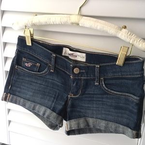 Dark wash denim shorts